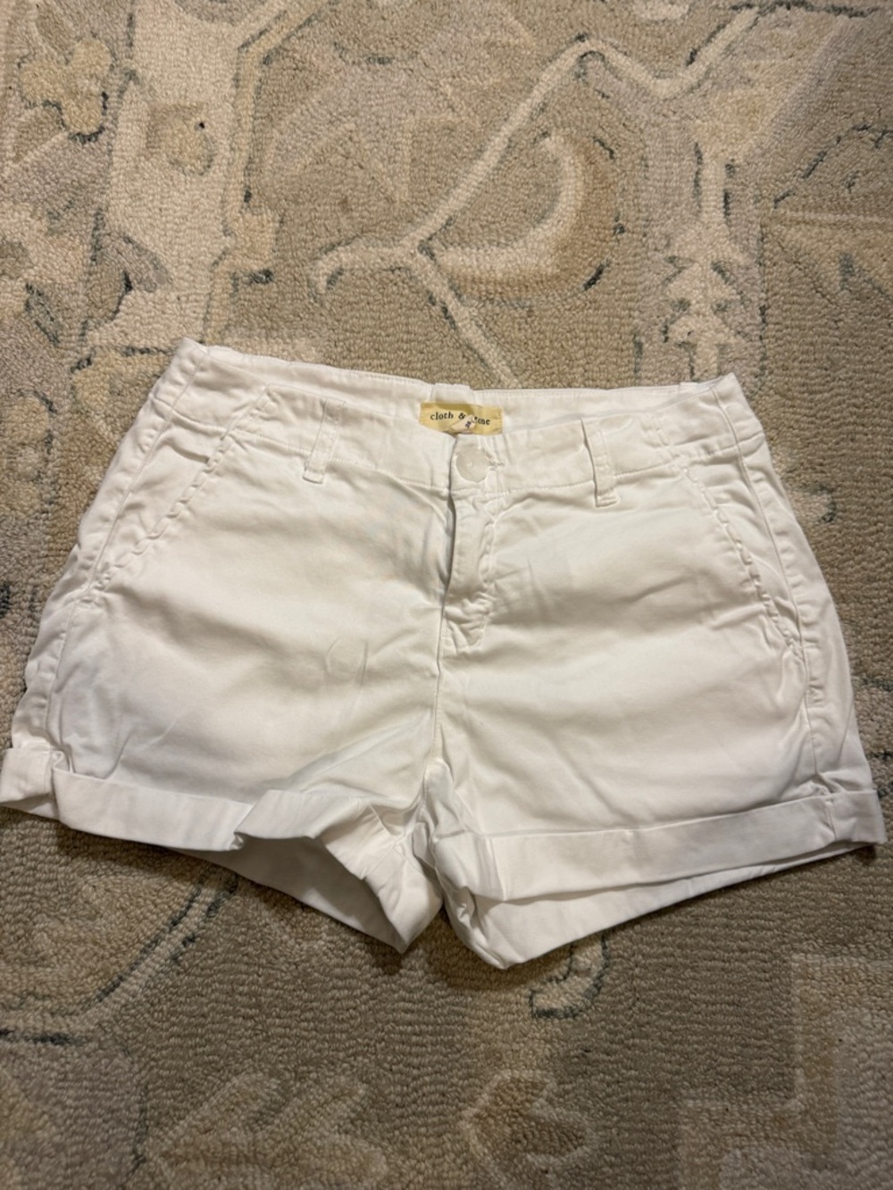 cloth & stone White High-Waist Rolled Hem Shorts